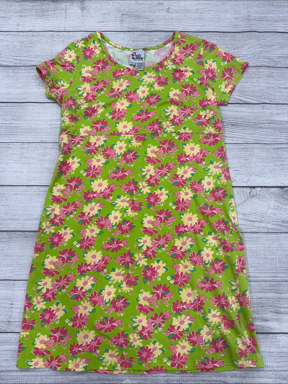 Lilly Pulitzer Green Pink Floral Shift Dress Women’s Medium